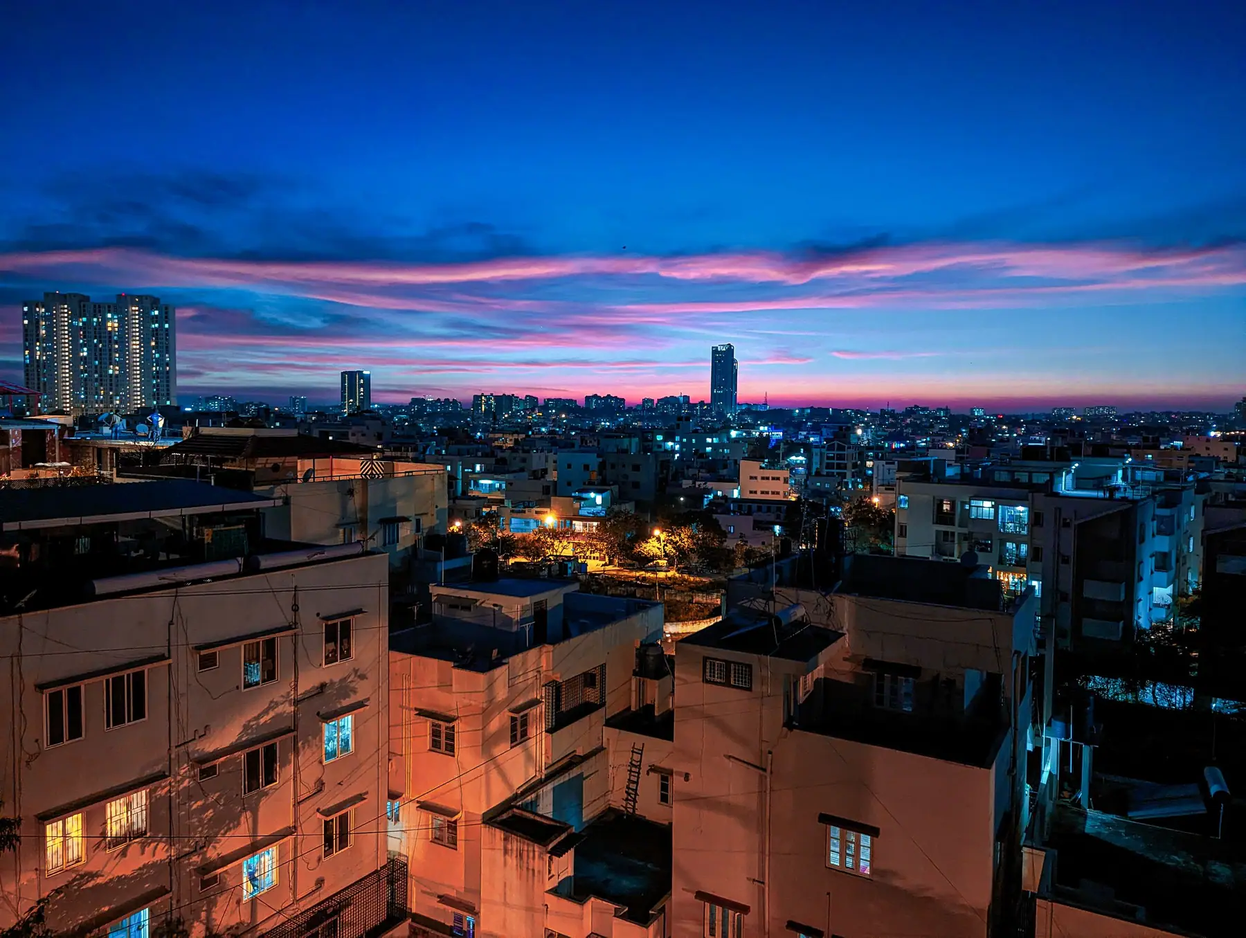 Bengaluru skyline at dusk